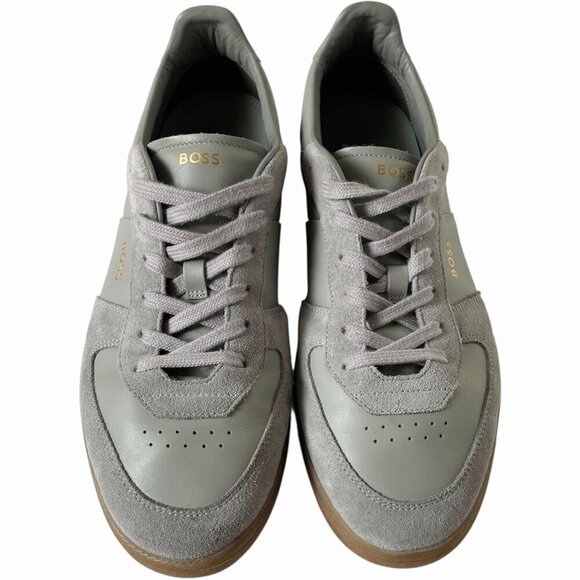 Boss Brandon Tenn Trainers Sneakers Gray Leather Suede - Picture 11 of 11